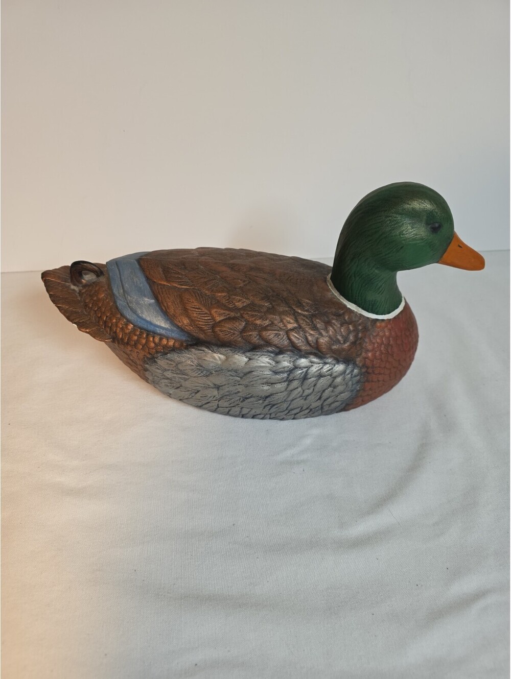 Vintage 1988 Ceramic Mallard Duck Decoy Drake Figurine Hand Painted Signed 14"